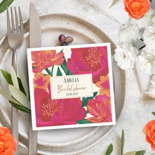 Blütenbraun mit blühendem Brautparty Tischdekor Serviette