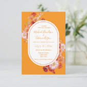 Blütenbraun-orange-schicke Hochzeit Einladung (Stehend Vorderseite)