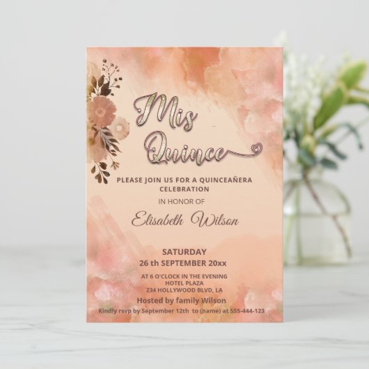 Blütenbraun-Orangenfarbe im Herbst Einladung (Stehend Vorderseite)