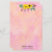 Blütenbraun-Rosa-Aquarell für Sonnenblumen Briefpapier (Vorne/Hinten)