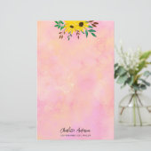 Blütenbraun-Rosa-Aquarell für Sonnenblumen Briefpapier (Stehend Vorderseite)