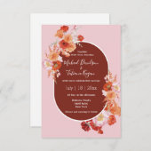 Blütenbraun-rosa-stilvolle Hochzeit Einladung (Vorne/Hinten)