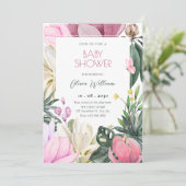 Blütenbraun Wasserfarben Babydusche Einladung (Stehend Vorderseite)