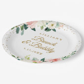 Blütenbrunch mit Goldblüte Pappteller (Schrägansicht)