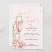 Blütenbrunch und bläserner Champagner  Einladung (Vorderseite)