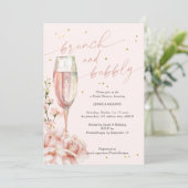 Blütenbrunch und bläserner Champagner  Einladung (Stehend Vorderseite)