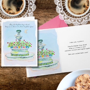 Blütenbrunnen und Niedliche Wasserfarben machen si Karte