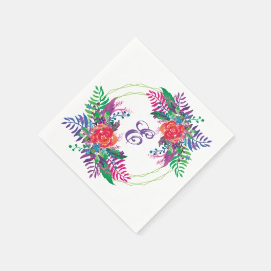 Blütenbuntbarsch mit Wasserfarbe Serviette (Ecke)