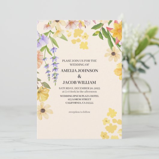 Blütenbutter-Frühjahrsszenario Einladung (Stehend Vorderseite)