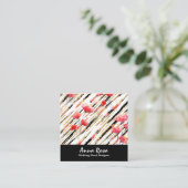 *~* Blütenchic Roter Mohn Schwarz-weißer Glitzer F Quadratische Visitenkarte (Stehend Vorderseite)