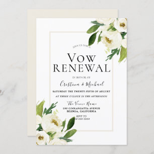 Blütencreme mit weißer Rose Vow Erneuerung Einladung