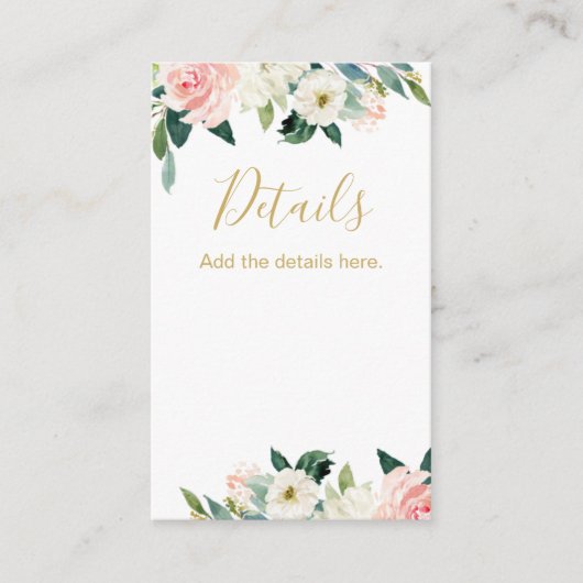 Blütendarm Brautparty Beilage Visitenkarte (Vorderseite)