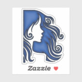 Blütendarstellung des weiblichen Profils Aufkleber (Blatt)