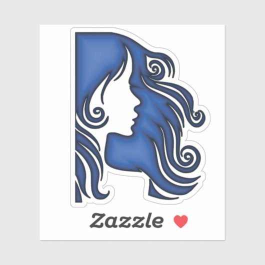 Blütendarstellung des weiblichen Profils Aufkleber (Blatt)