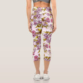 Blutende Kirschblütenmuster Capri Leggings (Rückseite)
