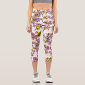 Blutende Kirschblütenmuster Capri Leggings (Vorderseite)
