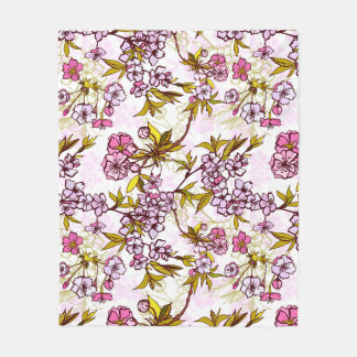 Blutende Kirschblütenmuster  Fleecedecke