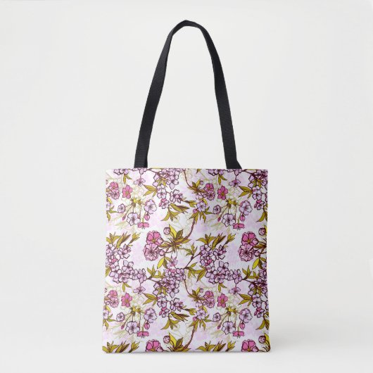 Blutende Kirschblütenmuster Tasche (Vorderseite)