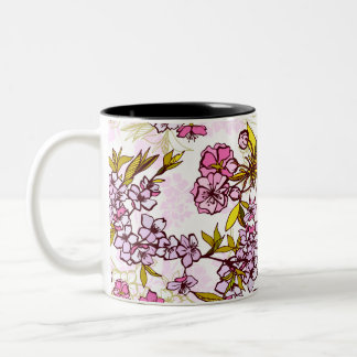 Blutende Kirschblütenmuster Zweifarbige Tasse