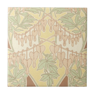 blutendes Herz Blumen Vintage Art Nouveau Muster Fliese