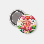 Blutendes Herz Florale Illustration mit Liebe dich Magnet (Vorderseite/Rückseite)