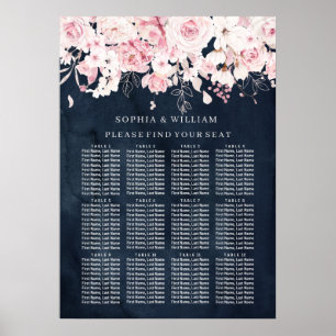 Blütendiagramm für Blüten und Seekarten für Hochze Poster