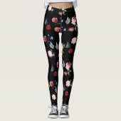 Blütendruck Schwarz/Rosa, Blütendruck und Blauer S Leggings (Vorderseite)