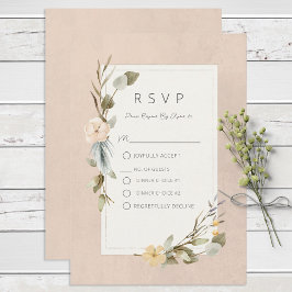 Blütenduft mit rotem Boho RSVP Karte