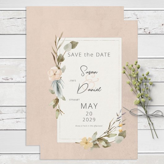 Blütenduft mit rotem Boho Save The Date