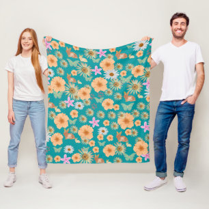 Blütenduft und Kaninchen blau Fleecedecke