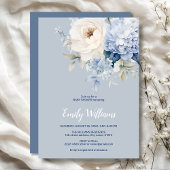 Blütendusche aus dunkelblauen und weißen Blumen Einladung