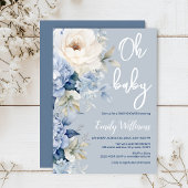 Blütendusche aus dunkelblauen und weißen Blumen Einladung