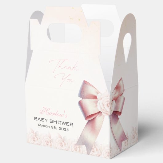 Blütendusche aus Pink Bow Geschenkschachtel (Geöffnet)