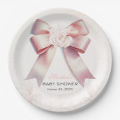 Blütendusche aus Pink Bow Pappteller (Vorderseite)