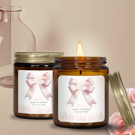 Blütendusche aus Pink Bow Quadratischer Aufkleber
