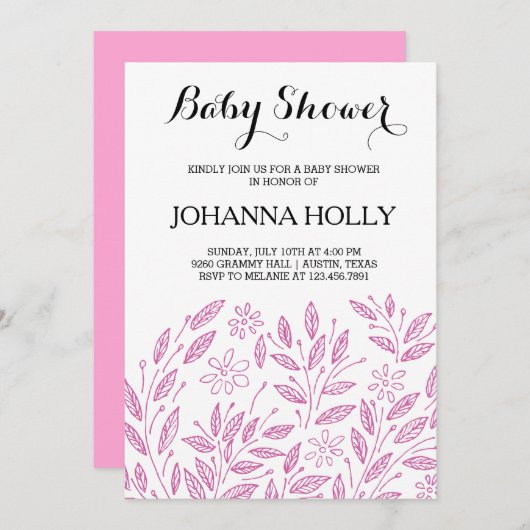 Blütendusche Einladung (Vorne/Hinten)