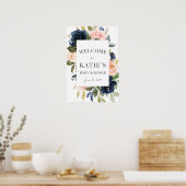 Blütendusche für Navy & Blush Begrüßungspposter Poster (Küche)