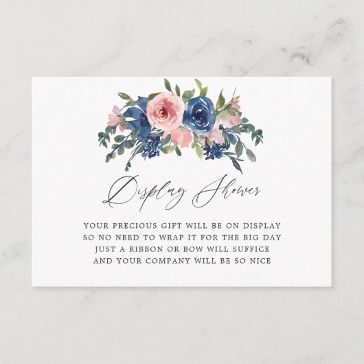 Blütendusche für Navy und Blush Begleitkarte (Vorderseite)