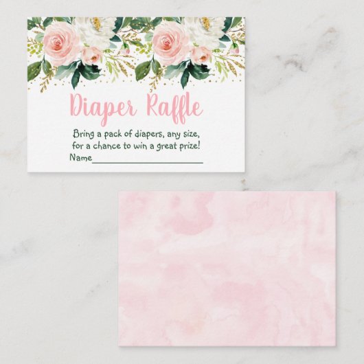 Blütendusche Gold Babydusche Windelwanne Begleitkarte (Vorne/Hinten)