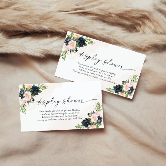 Blütendusche in Navy und Blush Pink Begleitkarte