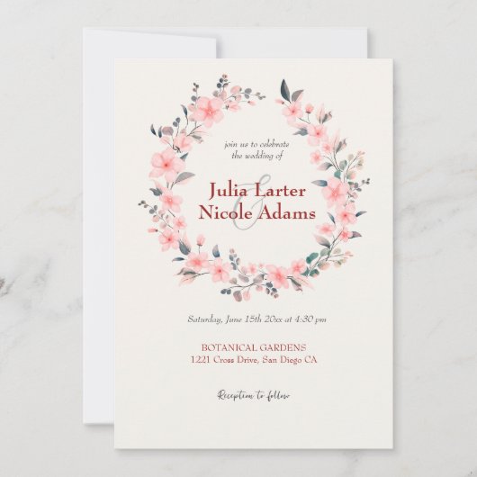 Blütendusche mit rosa Kirschblüten Einladung (Vorderseite)