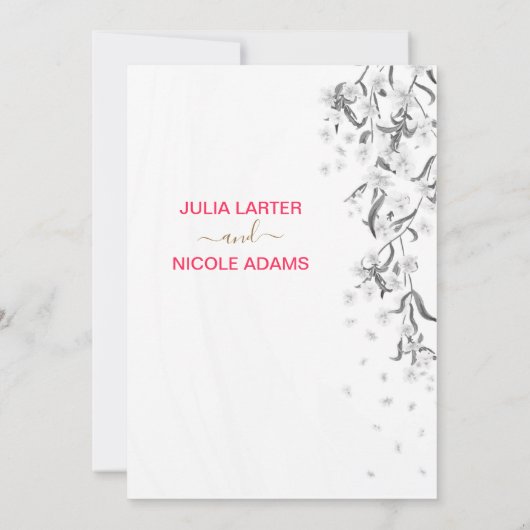 Blütendusche mit rosa Kirschblüten Einladung (Rückseite)