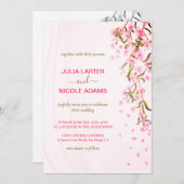 Blütendusche mit rosa Kirschblüten Einladung (Vorne/Hinten)