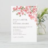 Blütendusche mit rosa Kirschblüten Einladung (Stehend Vorderseite)