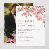 Blütendusche mit rosa Kirschblüten Einladung (Vorne/Hinten)