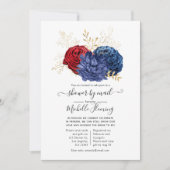 Blütendusche mit Rot und Marineblau von Mail Einladung (Vorderseite)