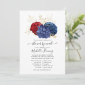 Blütendusche mit Rot und Marineblau von Mail Einladung (Stehend Vorderseite)