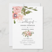 Blütendusche und Rose Hochzeit Wasser Farbe Gold Einladung (Vorderseite)