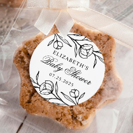 Blütendusche und weiße Babydusche Runder Aufkleber