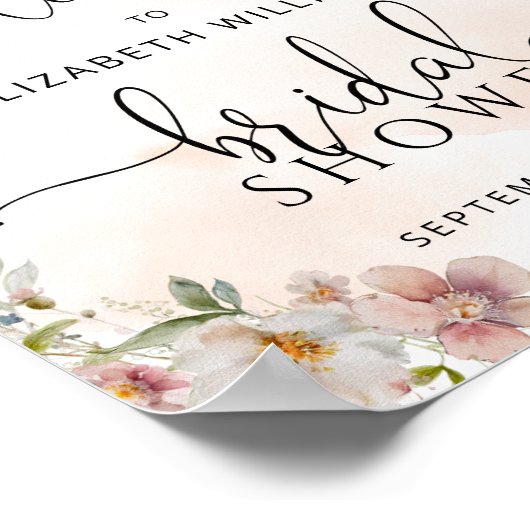 Blütendusche Wasserfarbe Blütendusche Willkommensp Poster (Ecke)